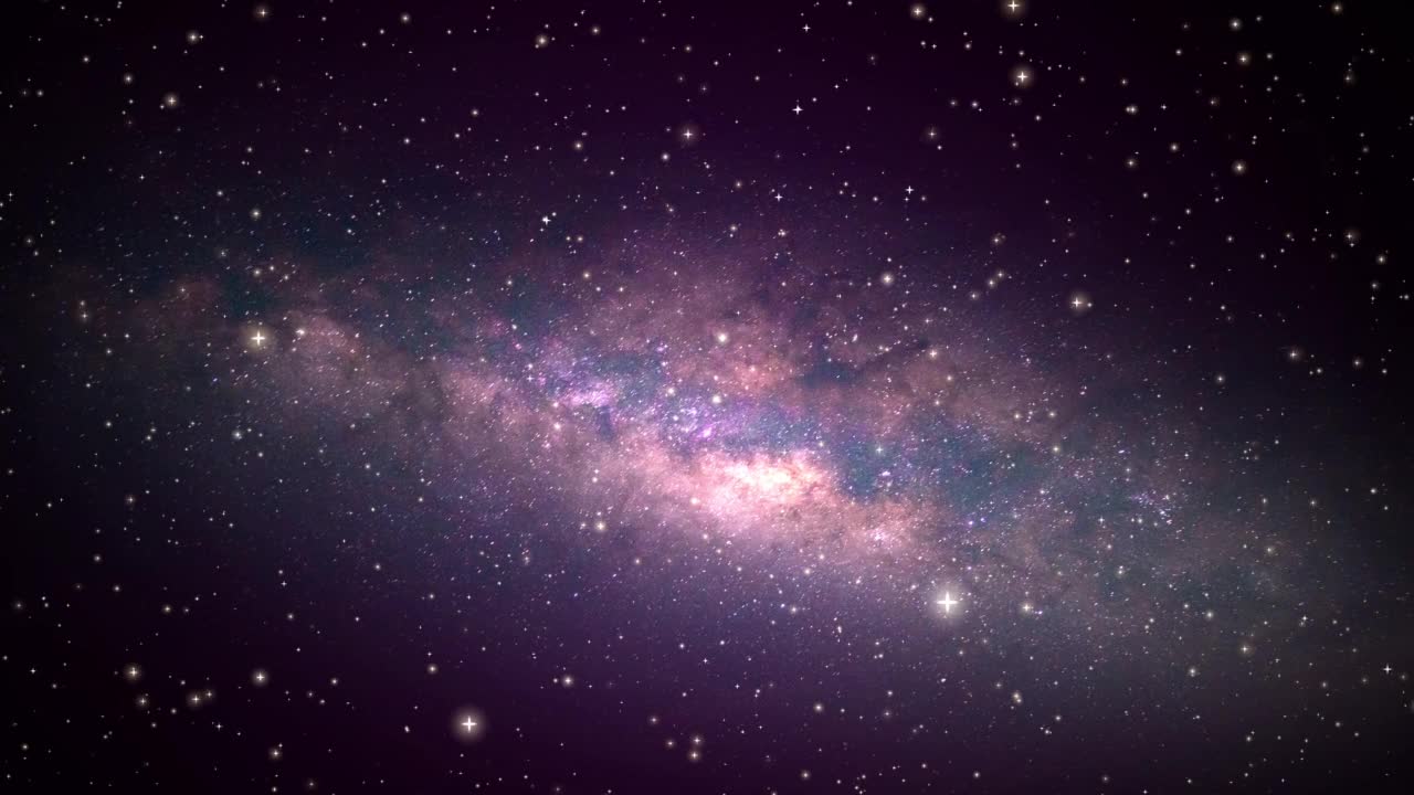 银河系探索穿越外层空间走向发光的银河系。通过发光的星云，云和恒星场飞行的4K循环动画。动画视频视频下载