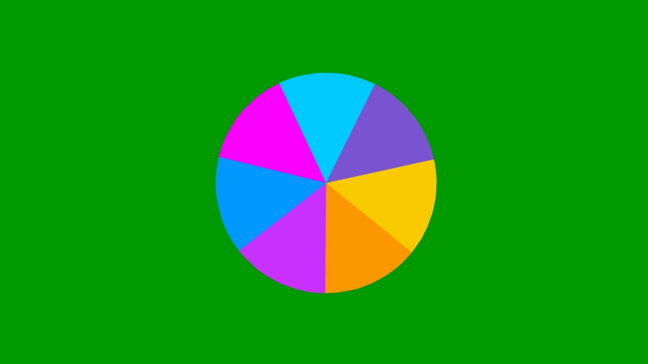 动画彩色圆片。图的多色部分。矢量图孤立在绿色背景上。视频下载
