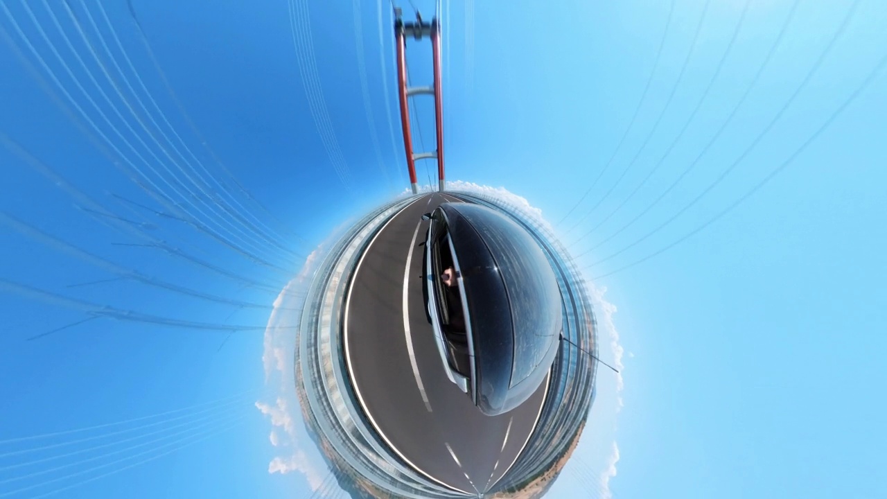 桥上交通的球形全景图视频下载