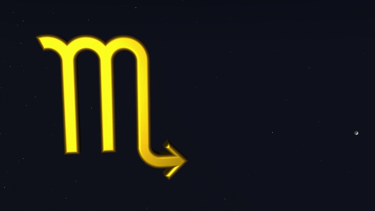 蝎子星象符号在星星的背景下旋转视频下载