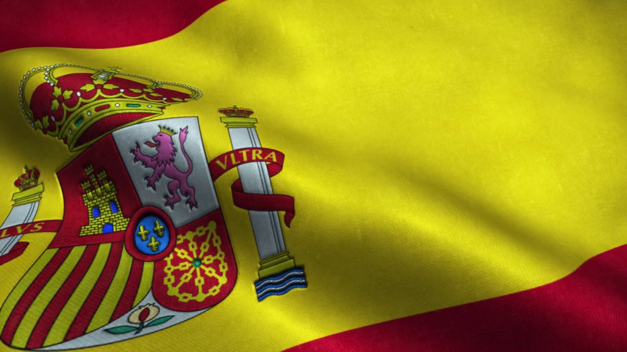 西班牙挥舞国旗的无缝循环动画。4 k的决议视频下载