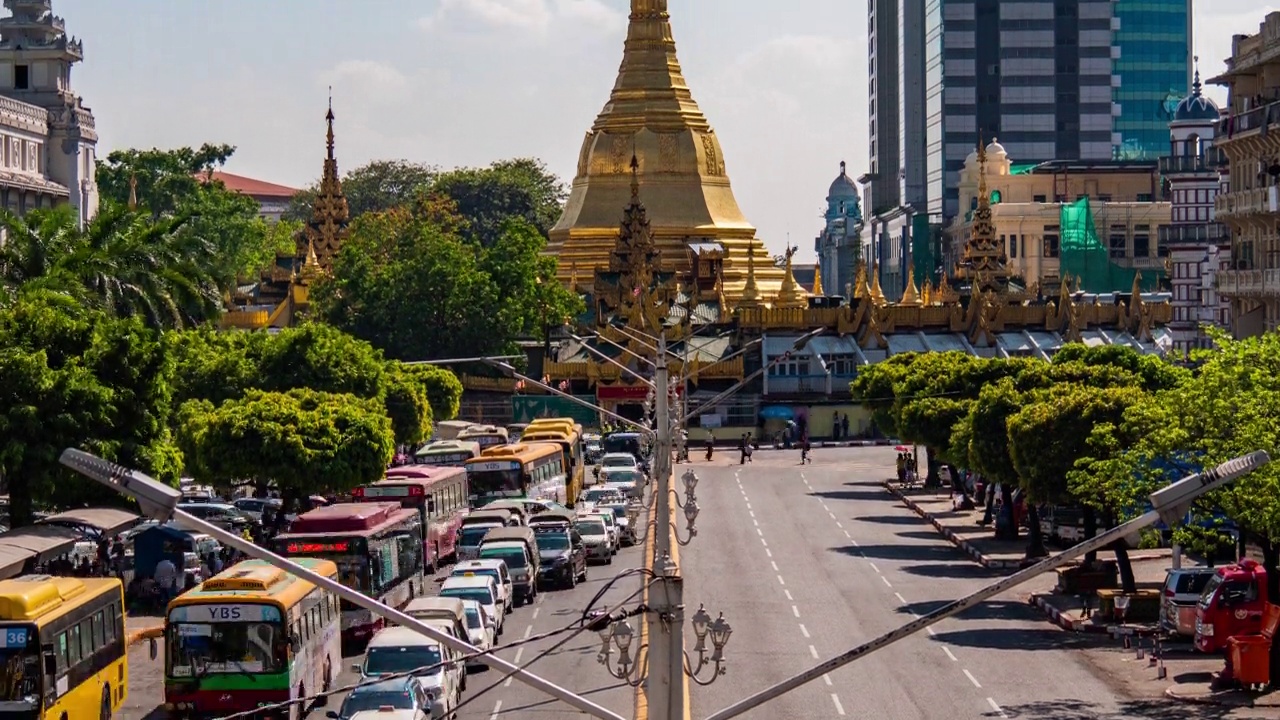 缅甸仰光交通的时间流逝视频素材