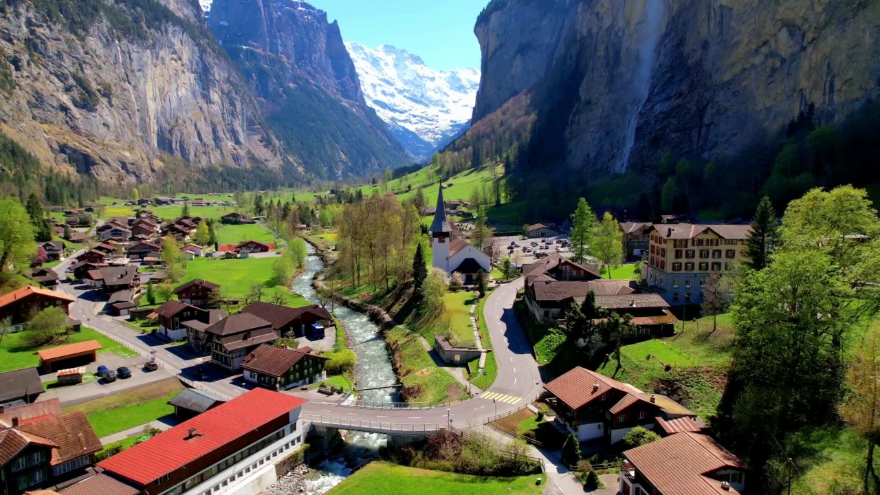 瑞士的Lauterbrunnen山村视频下载