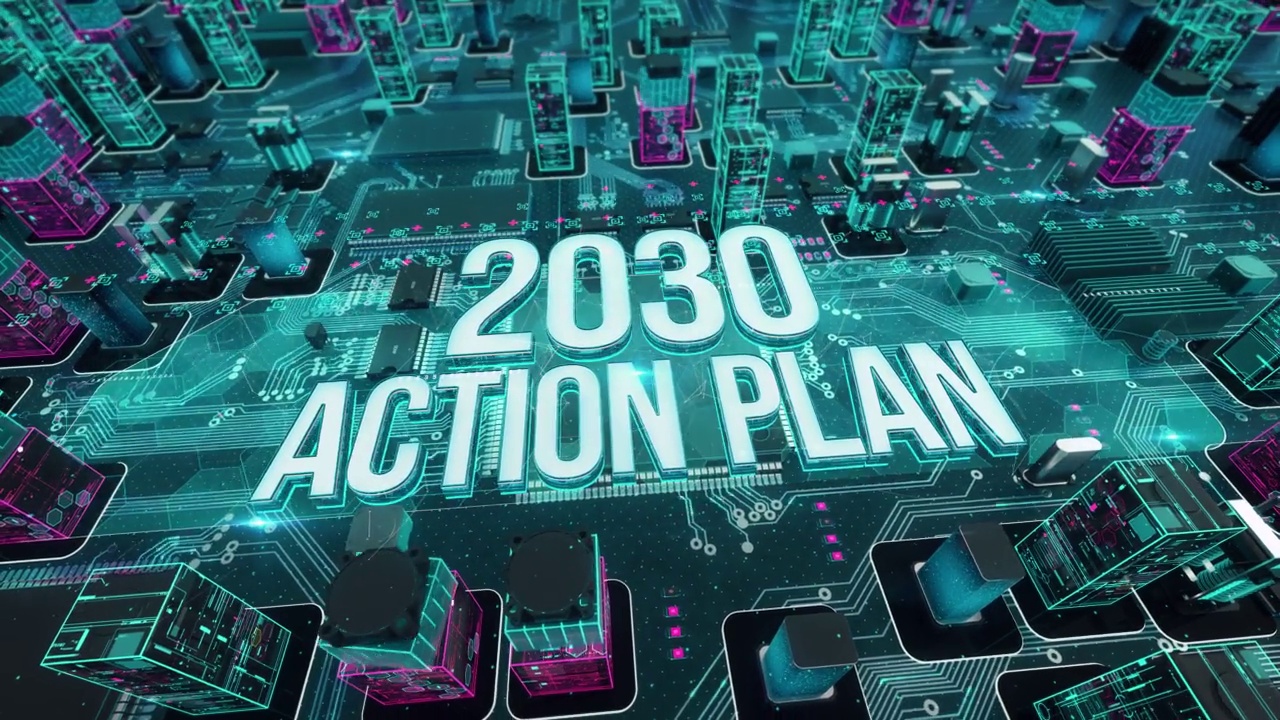 以数字技术为概念的2030年行动计划视频素材