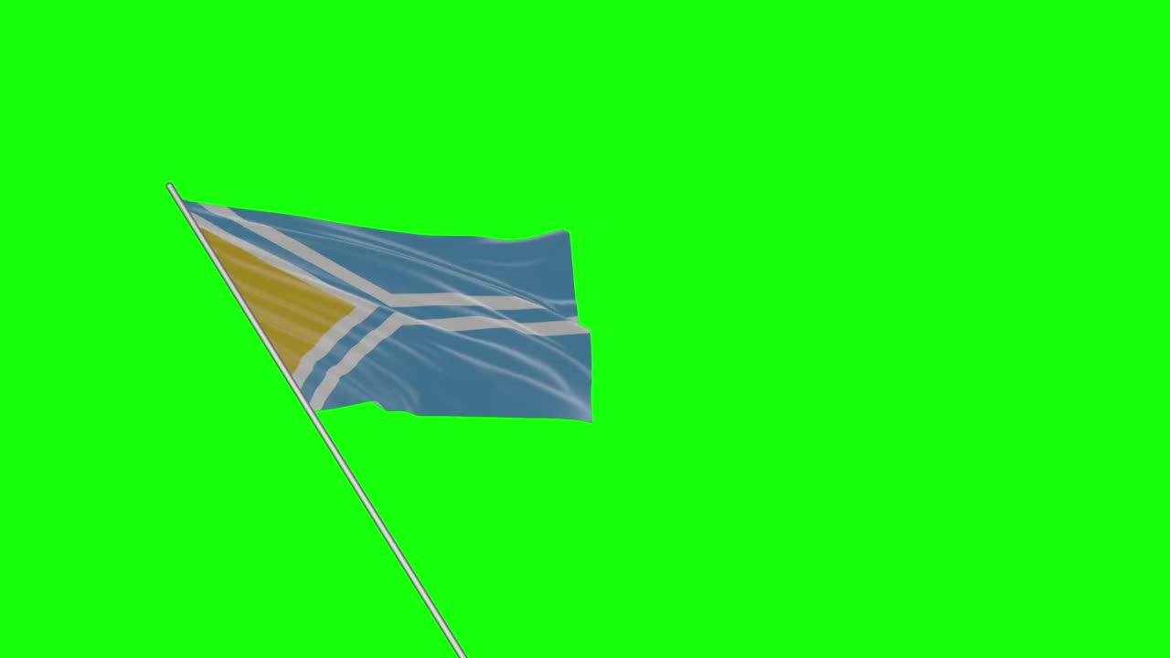 手持挥舞的图瓦共和国的旗帜与绿幕背景3d建模和动画循环- Cgi图瓦共和国的旗帜正在绿幕背景上挥舞的旗帜Chroma Keying视频下载