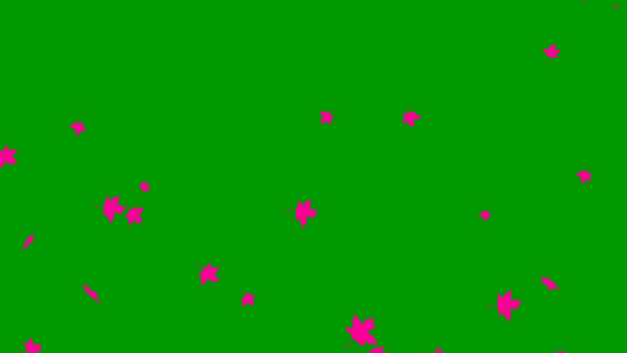 动画背景与粉红色的秋叶。动秋叶落。它正在下降。毛圈的视频。矢量平面插图孤立在绿色背景上。视频素材