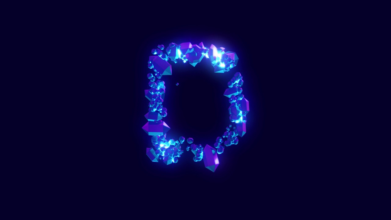 神奇的蓝色钻石或冰晶字体字母D，孤立的循环视频视频下载