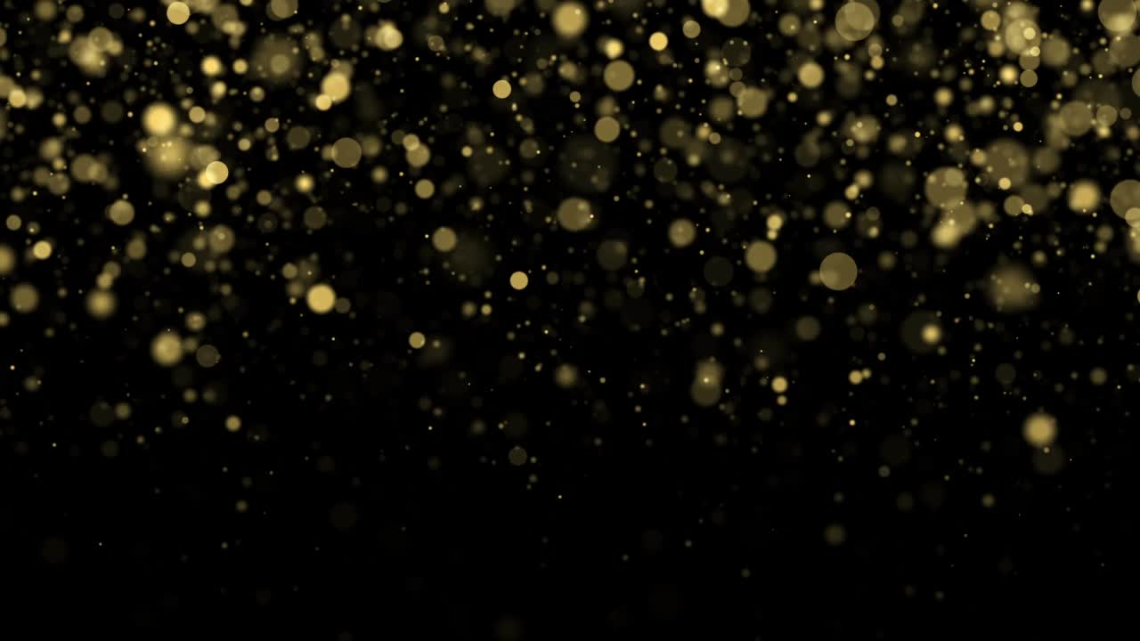 金光闪闪的粒子下落在慢动作-魅力，圣诞节，庆祝-抽象背景动画-循环视频素材