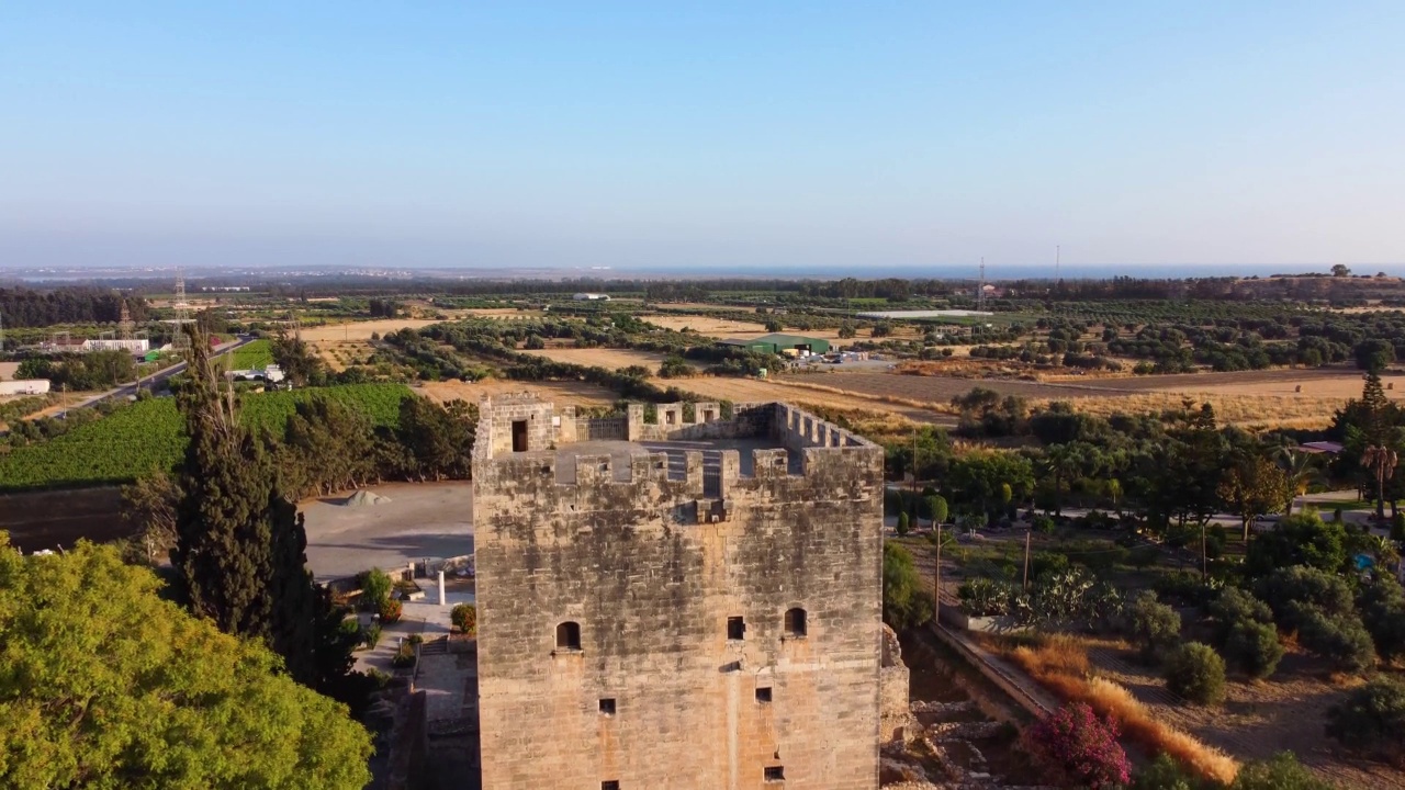 空中Kolossi城堡，利马索尔，塞浦路斯视频素材