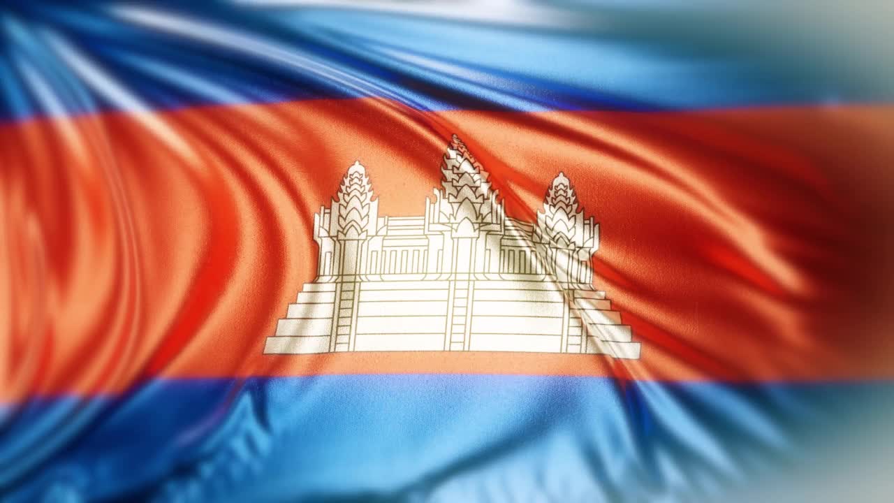 柬埔寨国家旗帜挥舞循环背景股票视频:柬埔寨旗帜股票mp4视频-柬埔寨旗帜挥舞水平股票视频视频下载