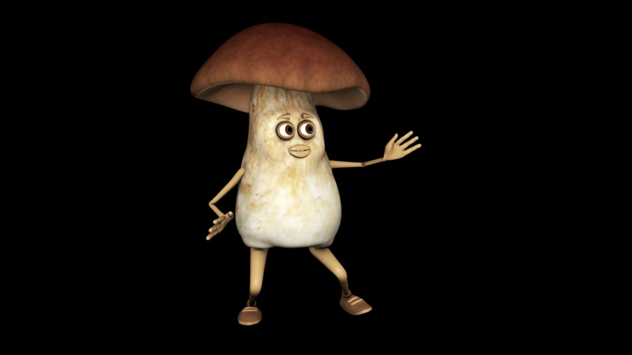 蘑菇有趣的舞蹈循环阿尔法频道视频下载