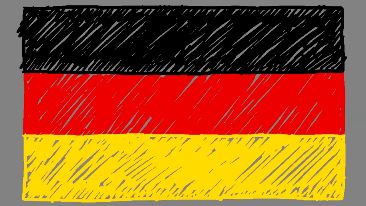 德国国家国旗标记或铅笔素描循环动画视频视频素材