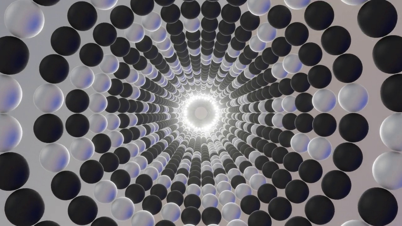 在空间中旋转黑白球体动画背景视频素材