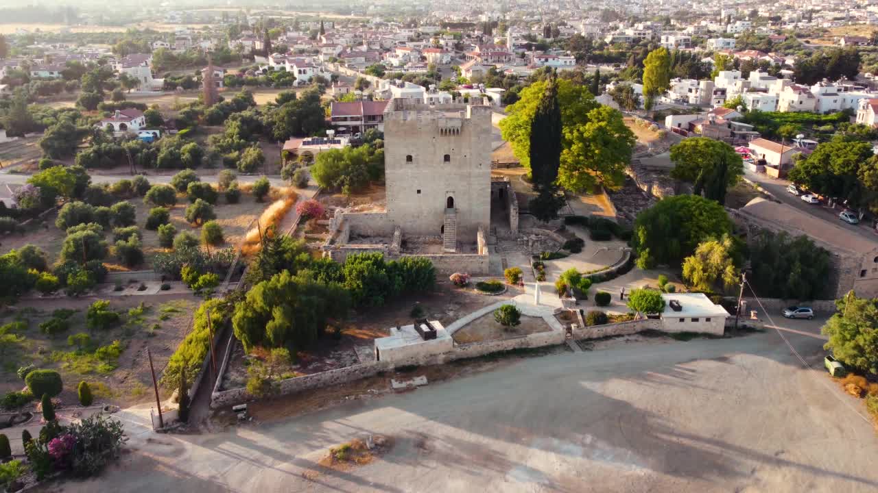 空中的Kolossi城堡，利马索尔，塞浦路斯视频素材