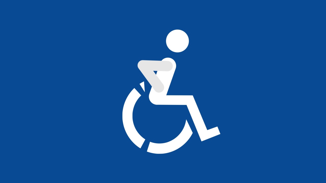 轮椅残疾标志标志动画- 4K股票视频视频下载