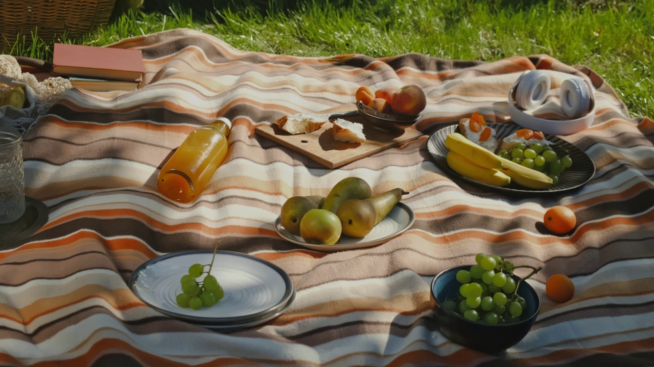 夏季野餐的食物。视频下载
