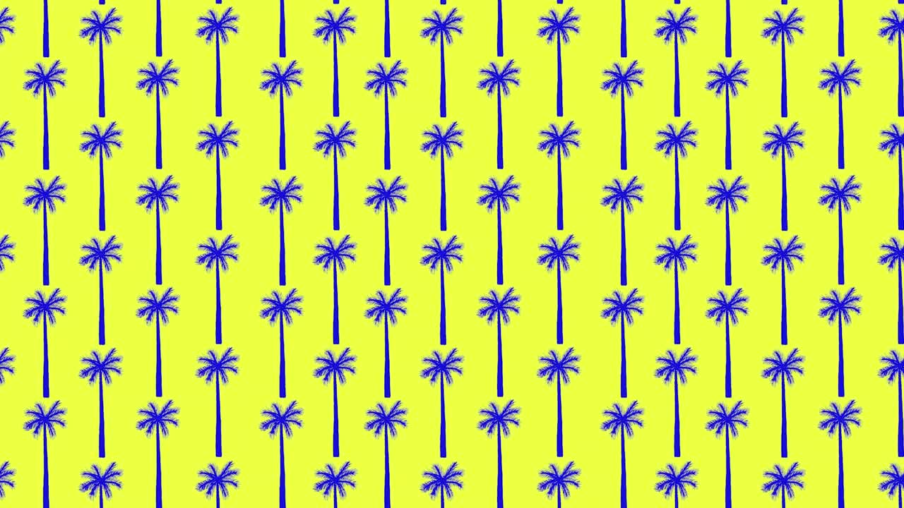 五彩缤纷的夏日波普艺术背景。手掌图案动画孤立在白色上。视频下载