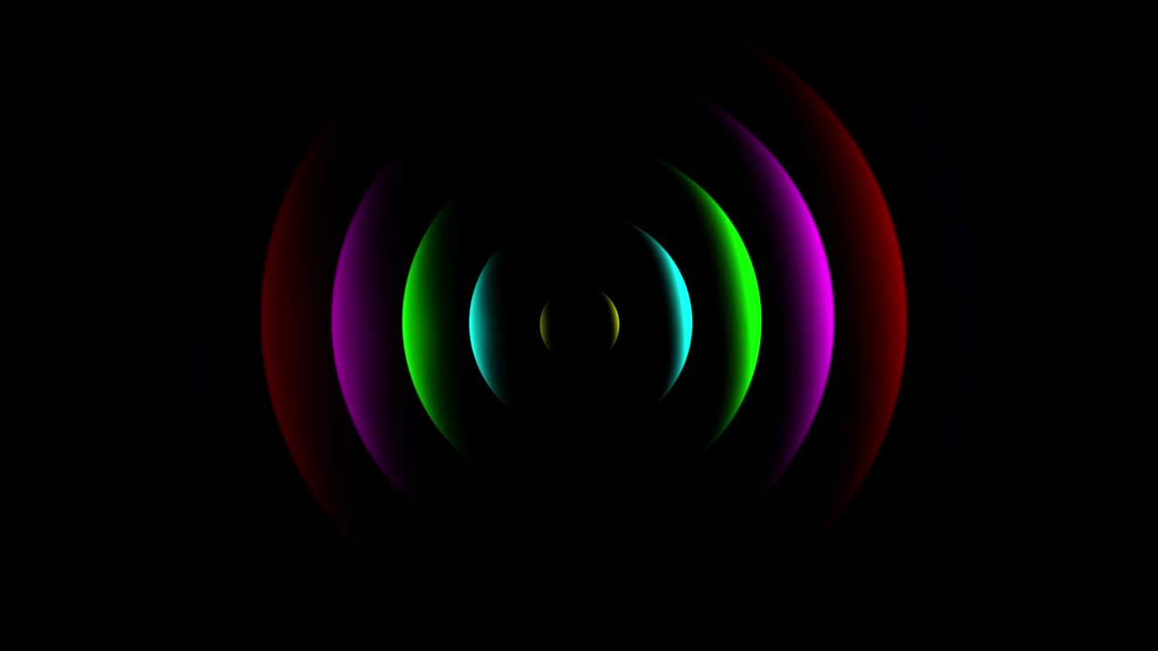 彩色弧波运动图形与夜间背景视频下载