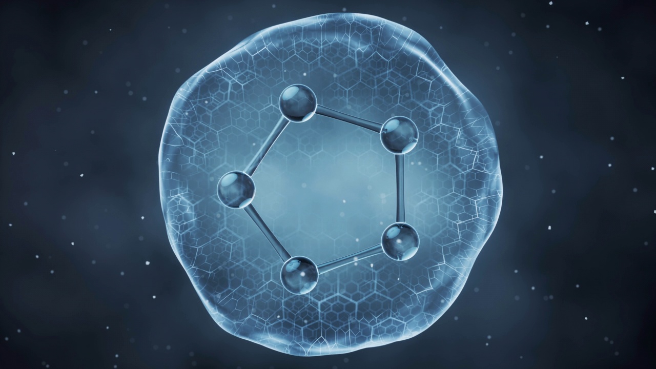 有机球体内部有分子，3d渲染。视频素材