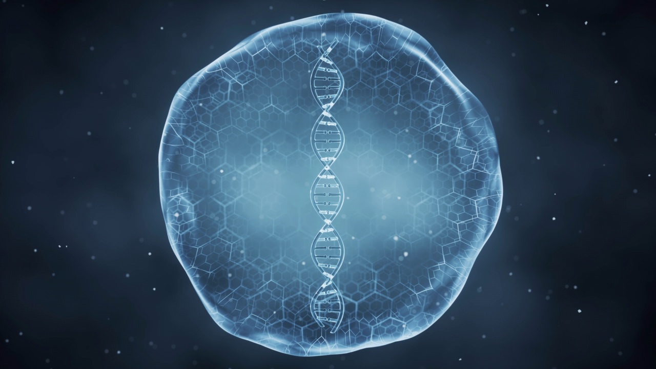 里面有DNA的有机球体，3d渲染。视频素材