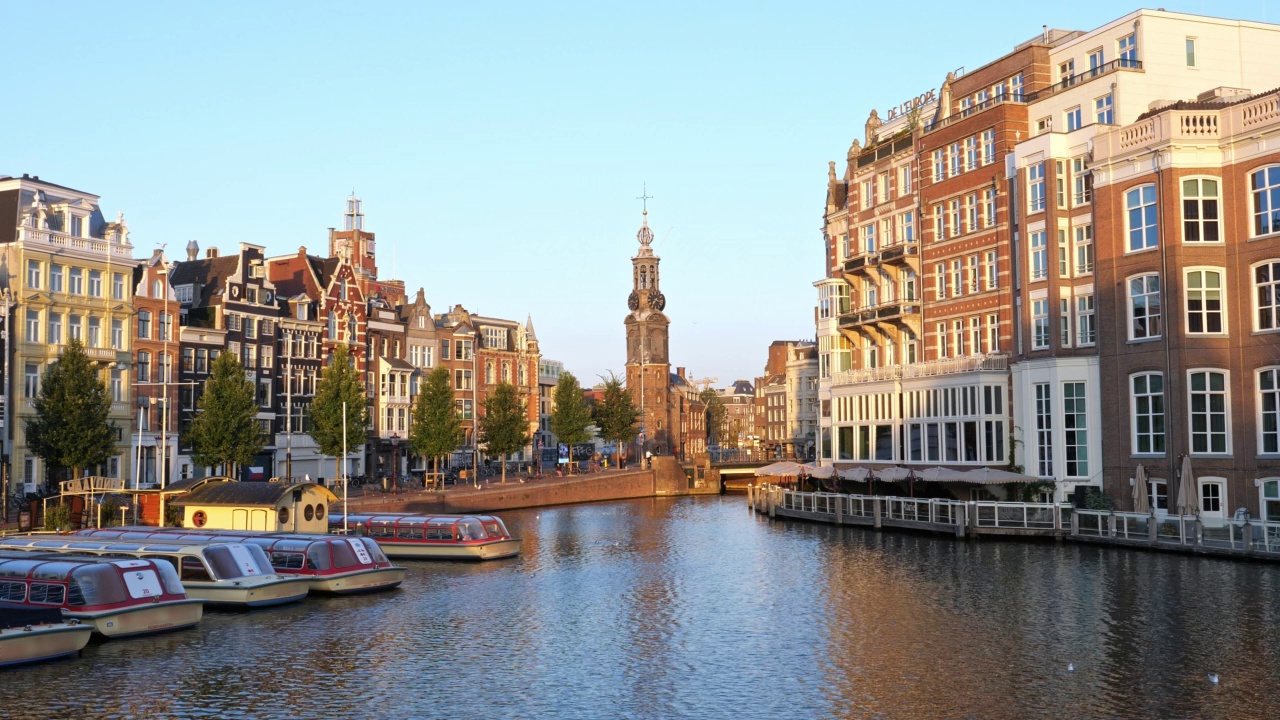 荷兰阿姆斯特丹市中心有芒特塔。静态的照片视频素材