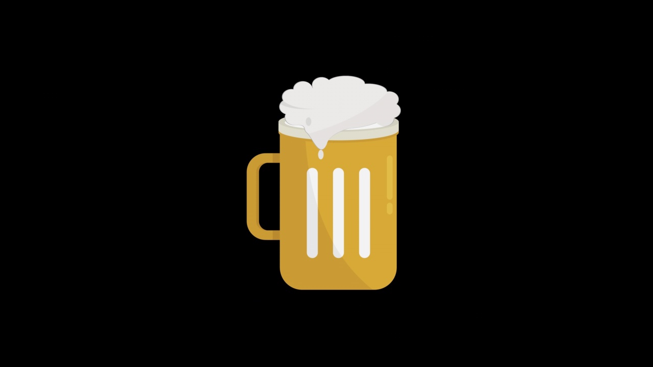 啤酒杯图标运动图形动画与阿尔法通道，透明背景，ProRes 444视频素材