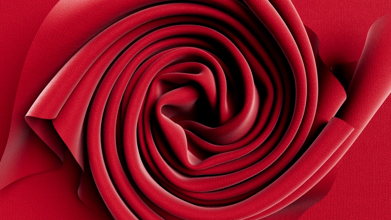 抽象红色彩布在圆形图案上的皱折和翻折视频素材