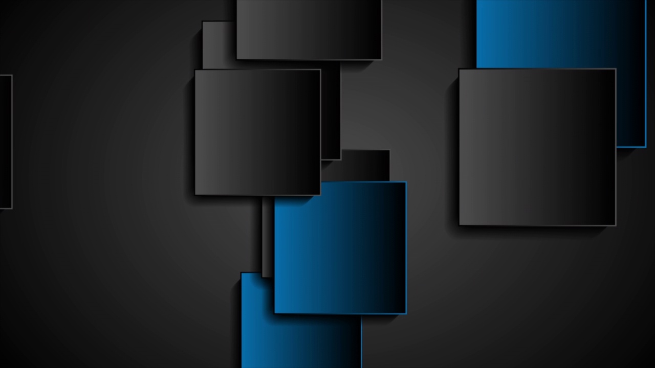 黑色蓝色方块抽象技术几何最小运动背景视频素材