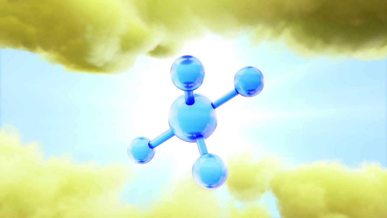 3D动画宏液体胶原蛋白血清维生素，泡沫缓慢运动的蓝天与云和太阳的背景。视频下载