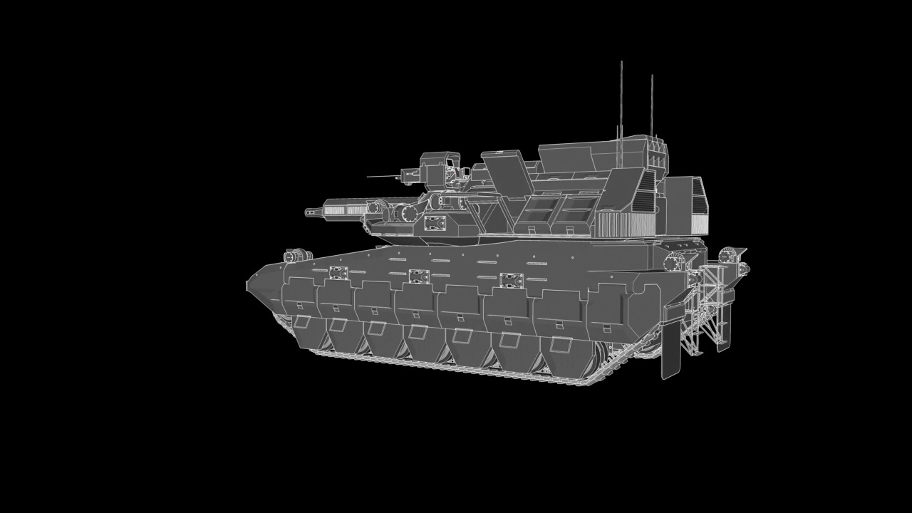 在黑色背景上旋转的火炮坦克的360度视图。电脑动画。循环,3 d渲染。视频下载