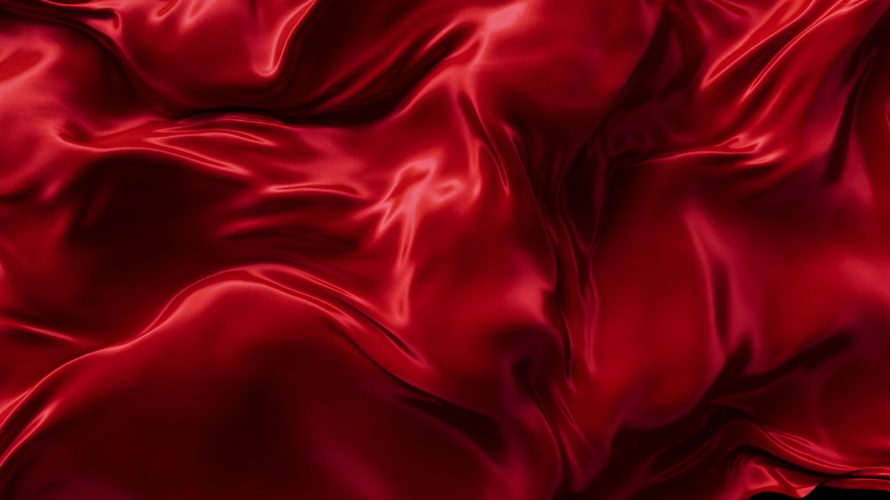 抽象派红色的流动缎面或丝绸布在慢动作视频素材