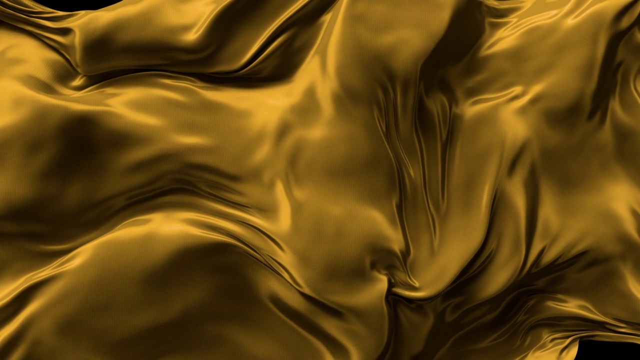 抽象派金色的流动缎面或丝绸布在慢动作视频素材