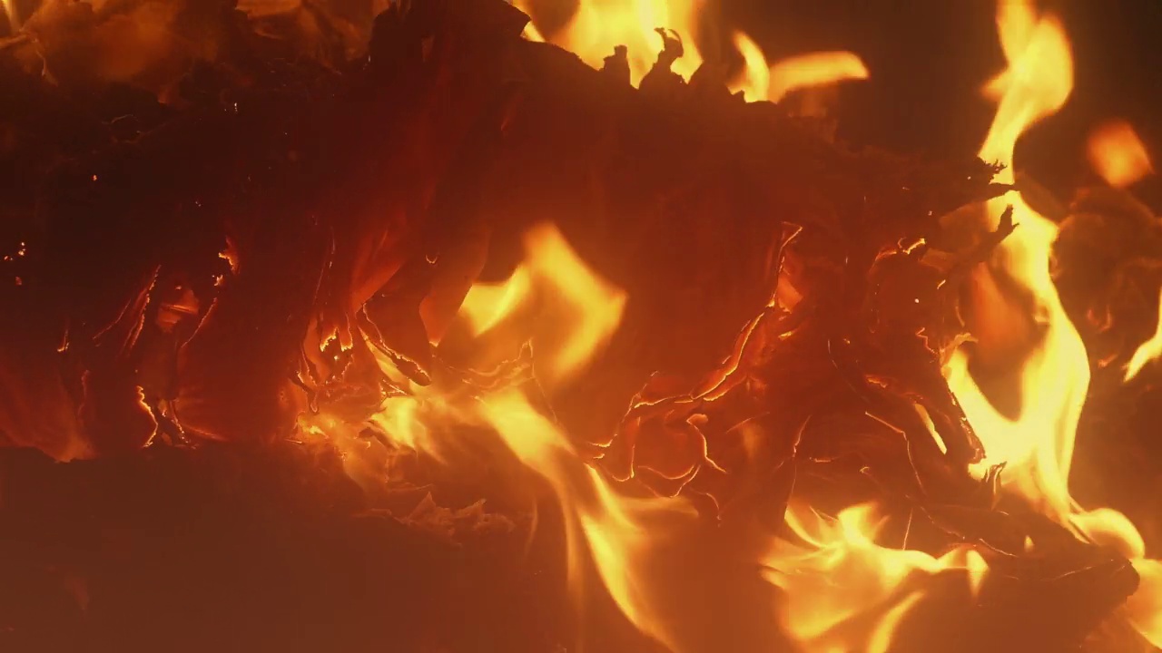 纸在烟熏的火中燃烧视频素材