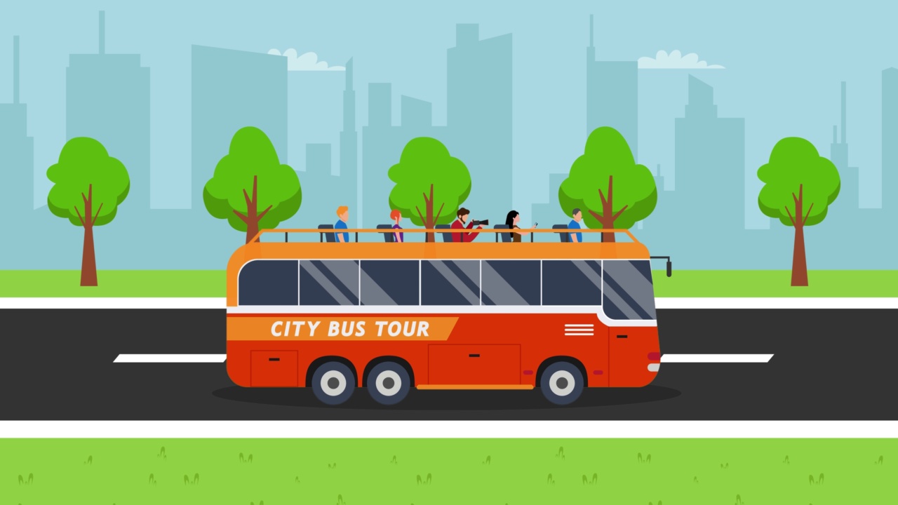 乘坐城市巴士旅行的乘客视频素材