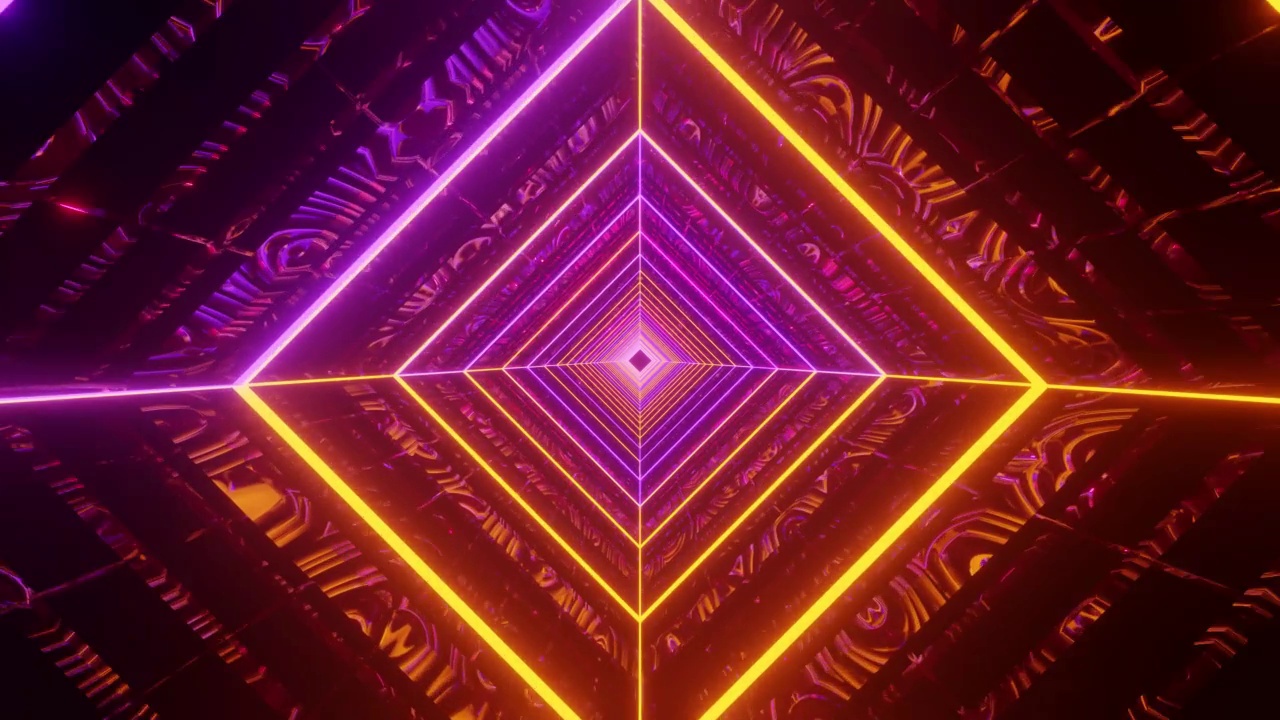 太空旅行中的霓虹菱形VJ环隧道背景视频素材