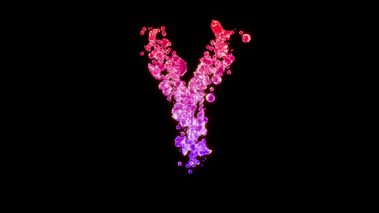 花式红色和紫色迷人的宝石宝石字体字母Y，孤立循环视频视频下载