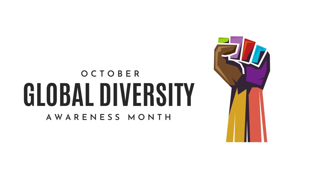 全球多样性意识月，10月，4k动画视频素材