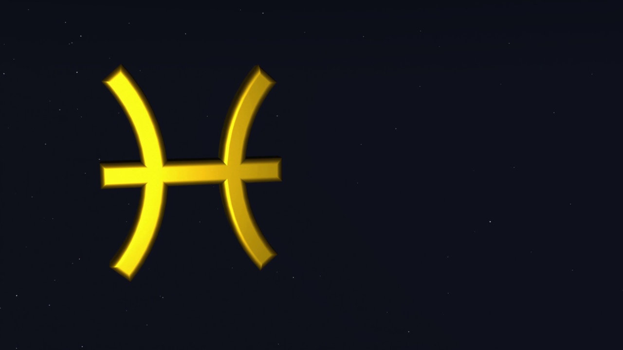 双鱼座的星象符号在星星的背景下旋转视频下载
