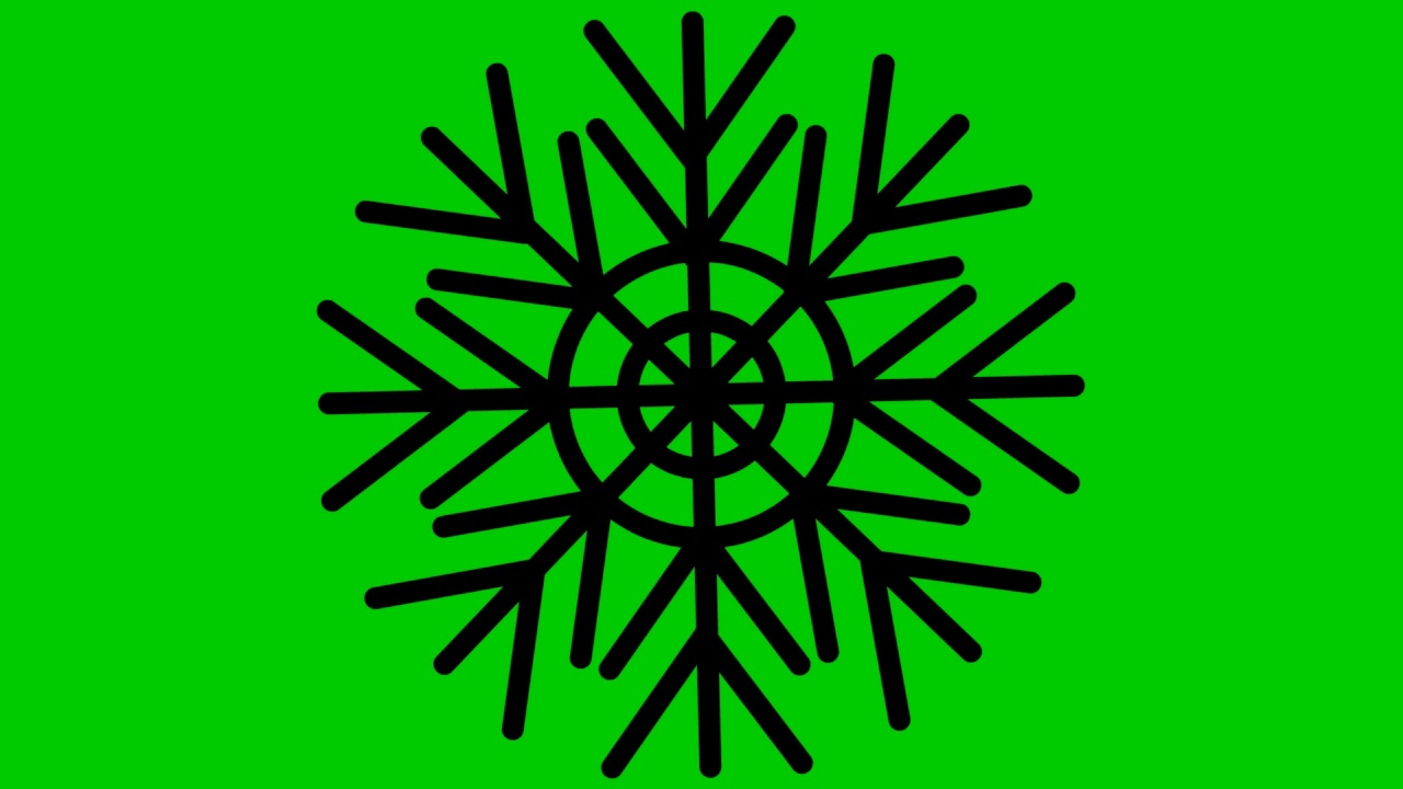动画的黑色雪花在旋转。概念冬，凉，冷。矢量插图孤立在绿色背景上。视频下载