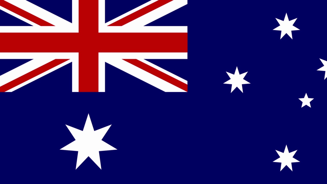 澳大利亚国旗侧向移动，慢镜头，特写。视频素材