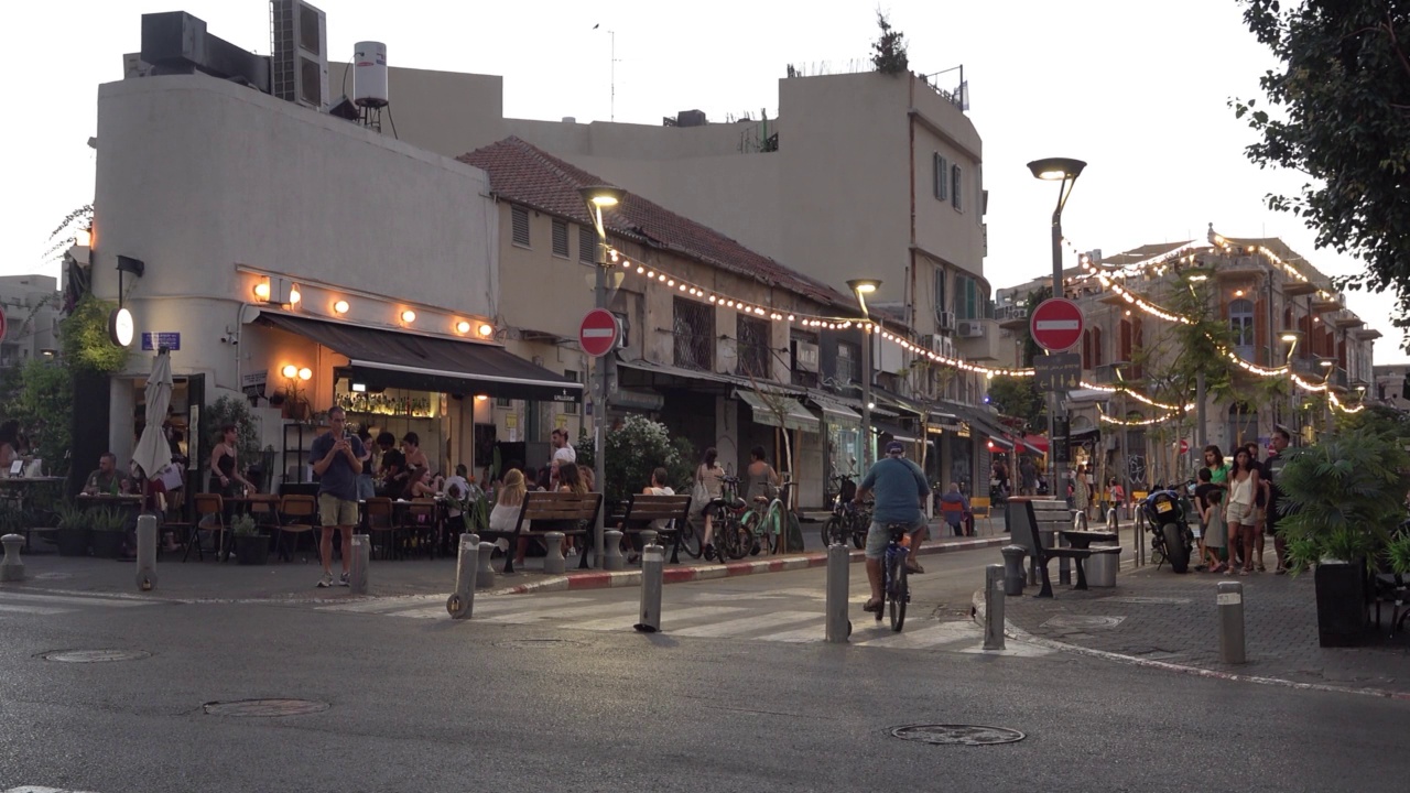 以色列特拉维夫雅法跳蚤市场的街景视频下载