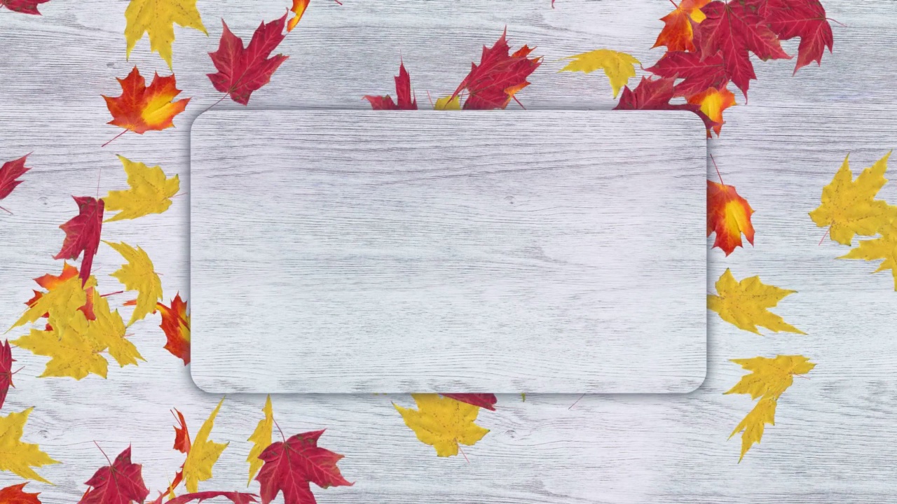 飘落的秋叶和复制空间的白木背景视频素材