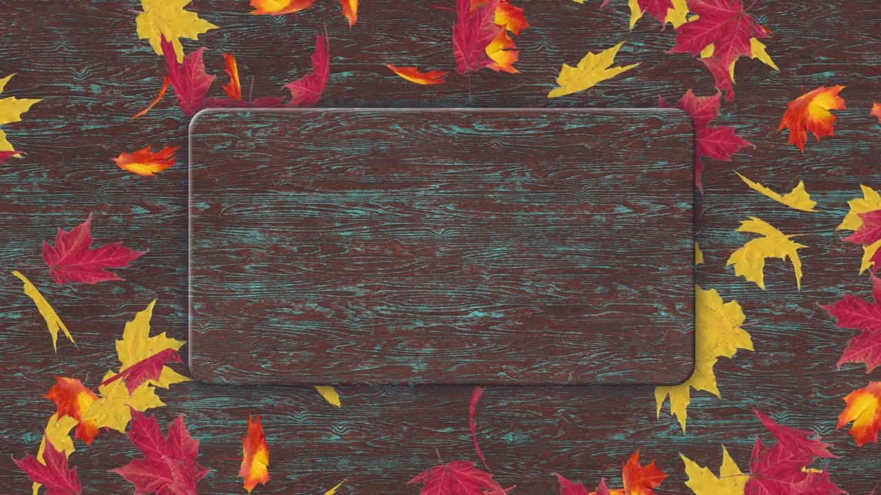 秋天飘落的枫叶和复制空间的暗木背景视频素材