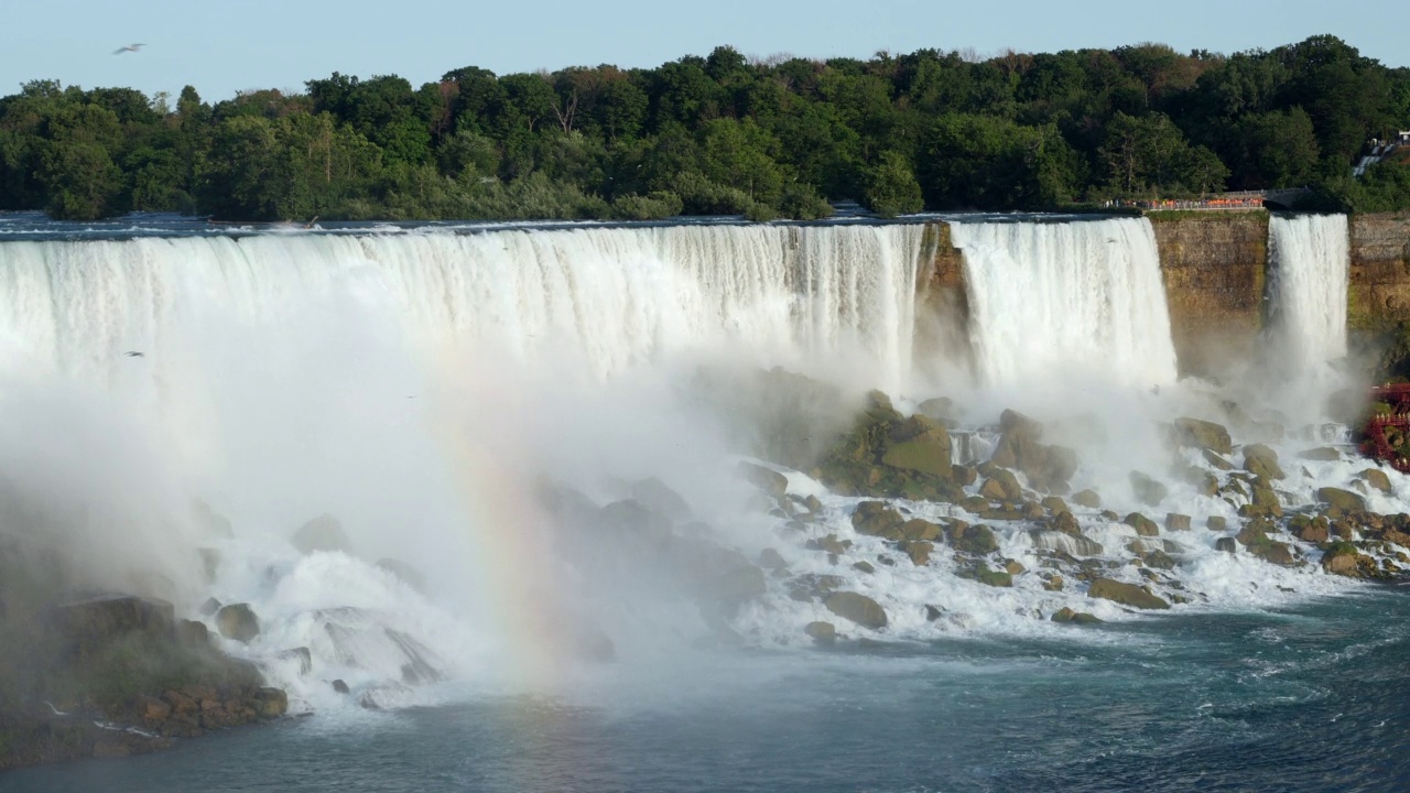 位于美国和加拿大边境的尼亚加拉大瀑布是美国三大瀑布之一视频下载