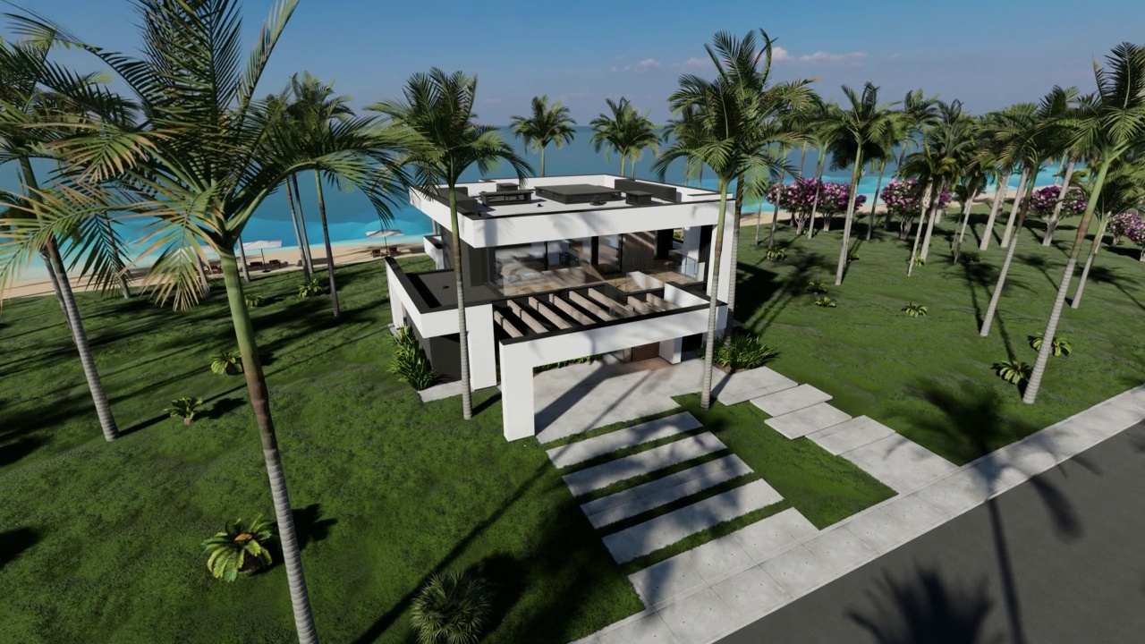 在海边或海洋豪华风格的现代房子的4K视频视频下载