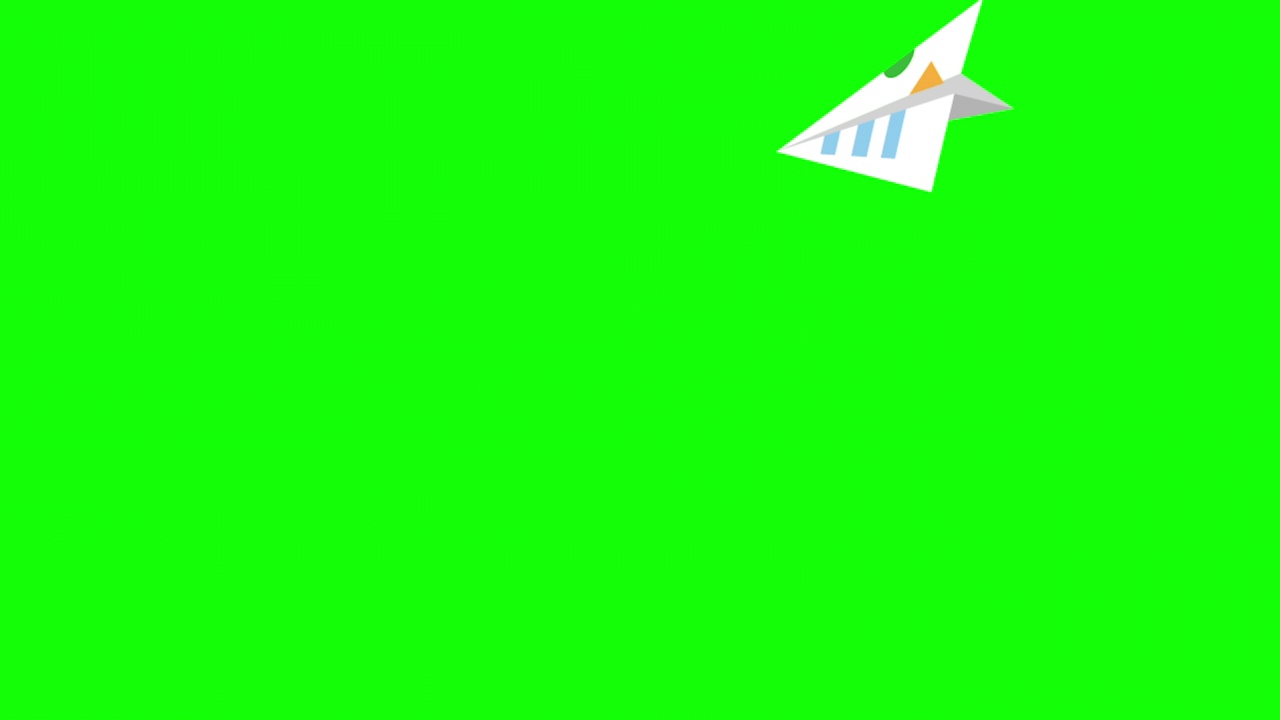 纸飞机在绿屏上飞行视频素材