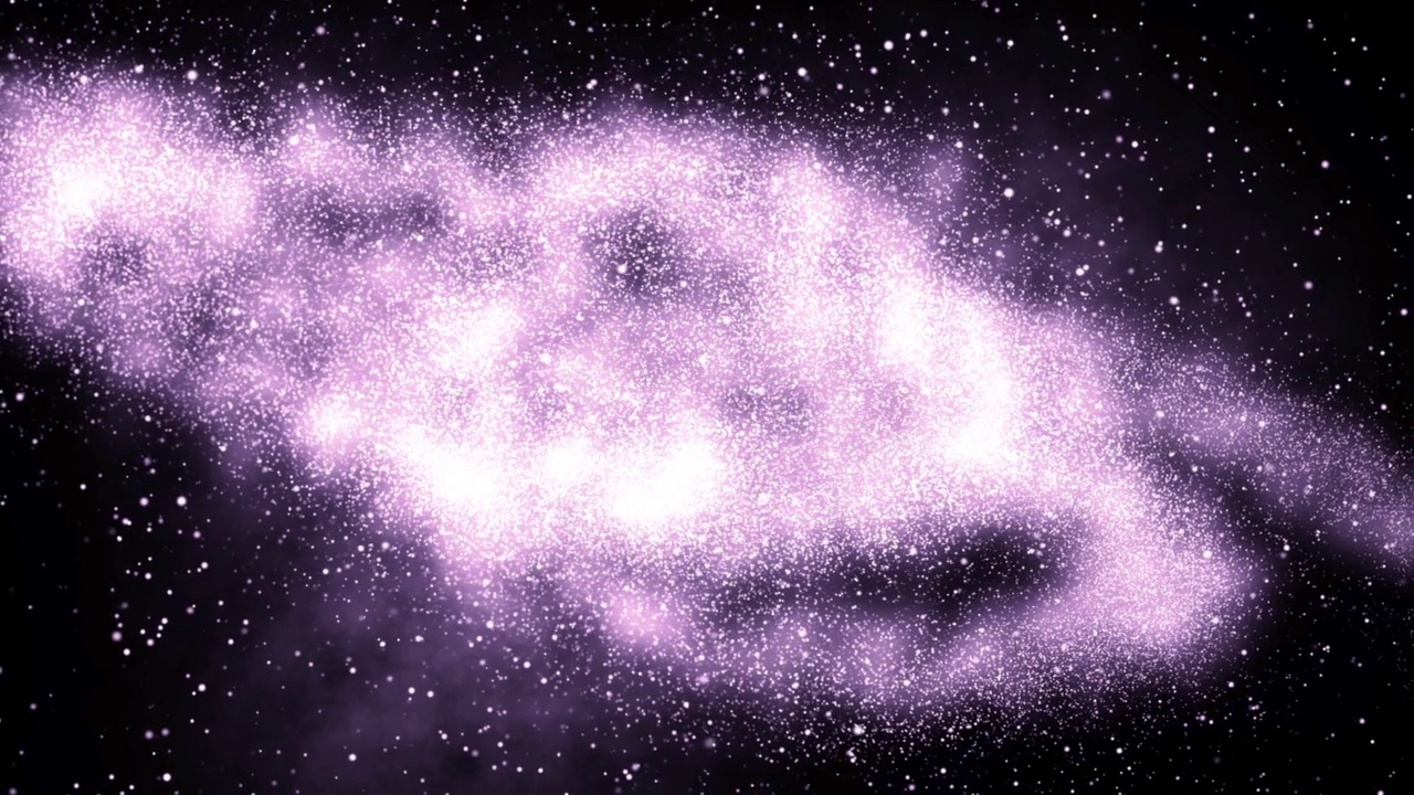 4K - 3D美丽的星系与明亮的粉红色闪亮的星星，飞行在深空，抽象视图星云空间宇宙运动背景素材视频素材