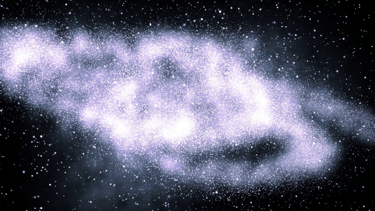 4K - 3D美丽的星系与明亮的紫色闪烁的星星，飞行在深空，抽象视图星云空间宇宙运动背景素材视频素材