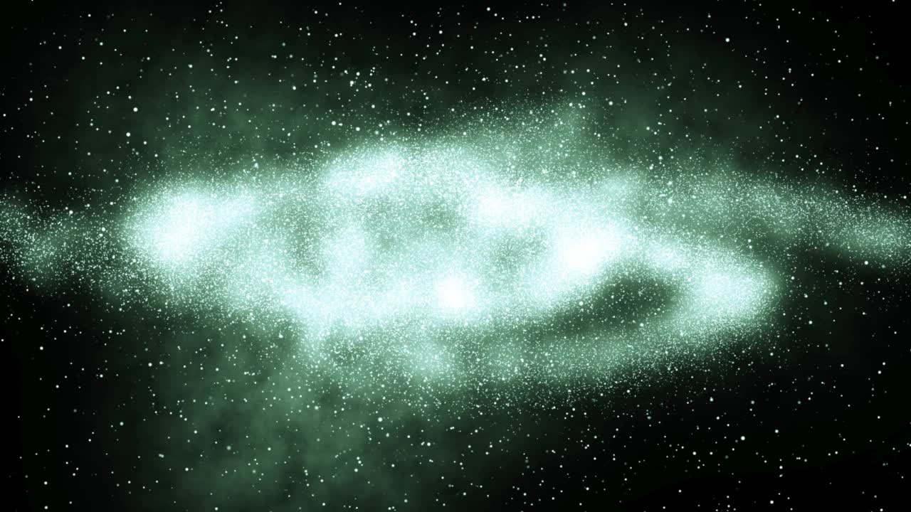 4K - 3D美丽的星系与明亮的蓝色闪烁的星星，飞行在深空，抽象视图星云空间宇宙运动背景素材视频素材