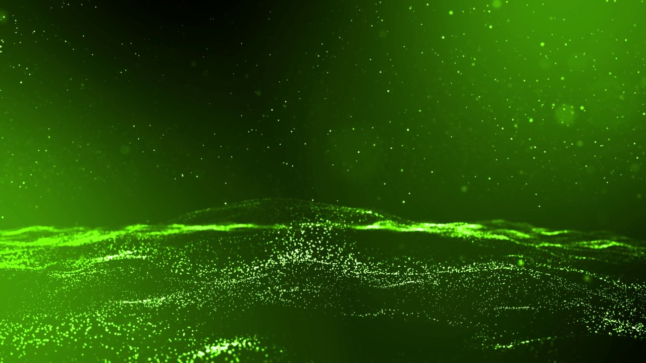 离焦离焦粒子背景(绿色)与发光惊人的深度-循环股票视频视频素材